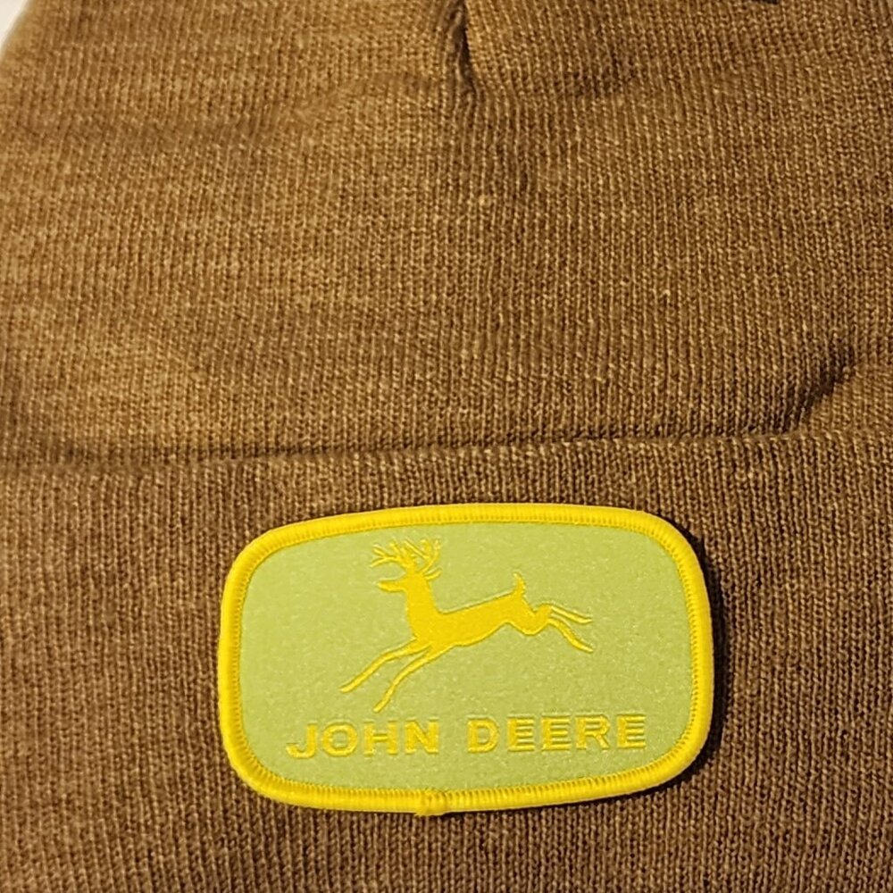 John Deere Patched Knit Cuffed Beanie in Caramel